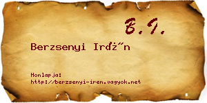 Berzsenyi Irén névjegykártya